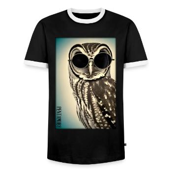 Eule Sonnenbrille Wildtier Vogel Waldtier Wald - Männer Kontrast-T-Shirt - Schwarz/Weiß - Vorne - AI Model Female 172 light (172cm) & AI Model Male 178 light (178cm)