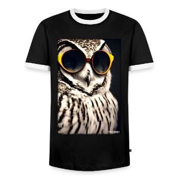 Eule Sonnenbrille Wildtier Vogel Waldtier Wald - Männer Kontrast-T-Shirt - Schwarz/Weiß - Vorne - AI Model Female 172 light (172cm) & AI Model Male 178 light (178cm)