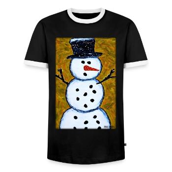 Snowman Snow Winter Christmas Advent - Men's Ringer Shirt - black/white - Front - AI Model Female 172 light (172cm) & AI Model Male 178 light (178cm)