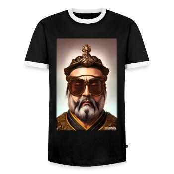Confucius Sunglasses Philosopher China Asia - Men's Ringer Shirt - black/white - Front - AI Model Female 172 light (172cm) & AI Model Male 178 light (178cm)