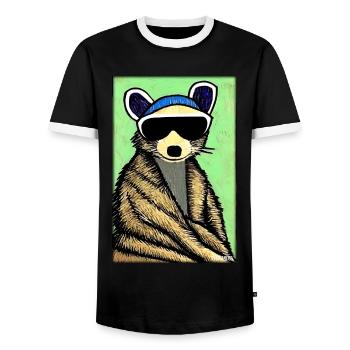 Raccoon Sunglasses Wildlife Forest Animal Forest Nature - Men's Ringer Shirt - black/white - Front - AI Model Female 172 light (172cm) & AI Model Male 178 light (178cm)