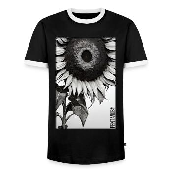 Sunflower Asteraceae Flower Spring Meadow Green - Men's Ringer Shirt - black/white - Front - AI Model Female 172 light (172cm) & AI Model Male 178 light (178cm)