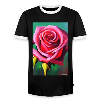 Rose Rose Fleur Spring Meadow Green - T-shirt contrasté Homme - noir/blanc - Devant - AI Model Female 172 light (172cm) & AI Model Male 178 light (178cm)