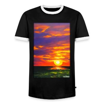 Sunset Sunset Sun Sky Nature Summer - Men's Ringer Shirt - black/white - Front - AI Model Female 172 light (172cm) & AI Model Male 178 light (178cm)