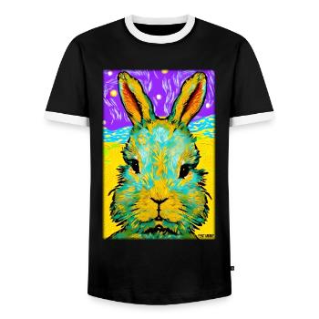 Rabbit Easter Easter Pet Easter Holiday - Men's Ringer Shirt - black/white - Front - AI Model Female 172 light (172cm) & AI Model Male 178 light (178cm)