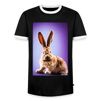 Rabbit Easter Easter Pet Easter Holiday - Men's Ringer Shirt - black/white - Front - AI Model Female 172 light (172cm) & AI Model Male 178 light (178cm)
