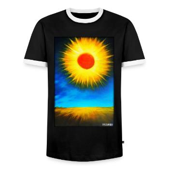 Sun Summer Nature Holiday Sunshine Sunlight - Men's Ringer Shirt - black/white - Front - AI Model Female 172 light (172cm) & AI Model Male 178 light (178cm)