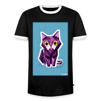Cat Cat Polygon Animal House Tiger Pet - Men's Ringer Shirt - black/white - Front - AI Model Female 172 light (172cm) & AI Model Male 178 light (178cm)
