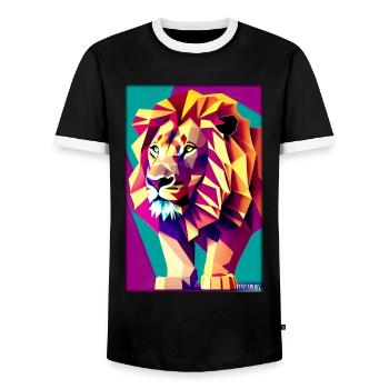 Leo Polygon Arc-en-ciel coloré sauvage Faune sauvage - T-shirt contrasté Homme - noir/blanc - Devant - AI Model Female 172 light (172cm) & AI Model Male 178 light (178cm)