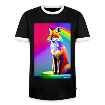 Fuchs Polygon Waldbewohner Waldtier Wildnis Tier - Männer Kontrast-T-Shirt - Schwarz/Weiß - Vorne - AI Model Female 172 light (172cm) & AI Model Male 178 light (178cm)