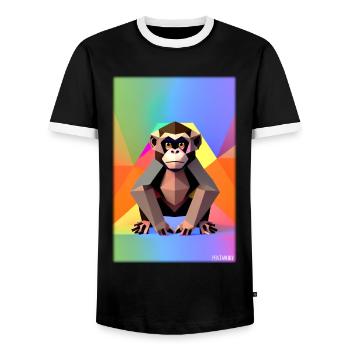 Affe Polygon Tiere Wildnis Zoo Afrika Safari - Männer Kontrast-T-Shirt - Schwarz/Weiß - Vorne - AI Model Female 172 light (172cm) & AI Model Male 178 light (178cm)