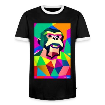 Affe Polygon Tiere Wildnis Zoo Afrika Safari - Männer Kontrast-T-Shirt - Schwarz/Weiß - Vorne - AI Model Female 172 light (172cm) & AI Model Male 178 light (178cm)