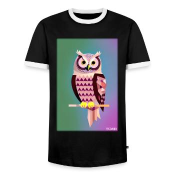 Eule Wütend Polygon Waldtier Wildnis Vogel Nacht - Männer Kontrast-T-Shirt - Schwarz/Weiß - Vorne - AI Model Female 172 light (172cm) & AI Model Male 178 light (178cm)