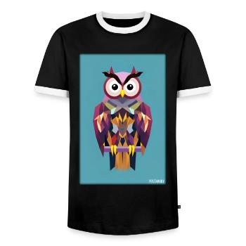 Eule Wütend Polygon Waldtier Wildnis Vogel Nacht - Männer Kontrast-T-Shirt - Schwarz/Weiß - Vorne - AI Model Female 172 light (172cm) & AI Model Male 178 light (178cm)