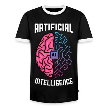 Artificial intelligence, Künstliche Intelligenz KI - Männer Kontrast-T-Shirt - Schwarz/Weiß - Vorne - AI Model Female 172 light (172cm) & AI Model Male 178 light (178cm)