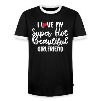 Ich Liebe Meine Freundin Paare Freund Geschenkidee - Männer Kontrast-T-Shirt - Schwarz/Weiß - Vorne - AI Model Female 172 light (172cm) & AI Model Male 178 light (178cm)