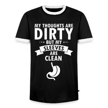 Gastric Bypass and Gastric Bypass Operation Design - Men's Ringer Shirt - black/white - Front - AI Model Female 172 light (172cm) & AI Model Male 178 light (178cm)