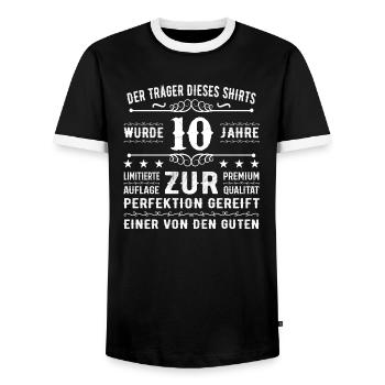 10 Jahre Geschenkidee zum 10 - Geburtstag - Männer Kontrast-T-Shirt - Schwarz/Weiß - Vorne - AI Model Female 172 light (172cm) & AI Model Male 178 light (178cm)