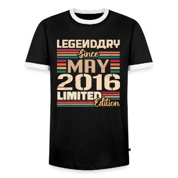 May 2016 May - Anniversary May 2016 - Men's Ringer Shirt - black/white - Front - AI Model Female 172 light (172cm) & AI Model Male 178 light (178cm)