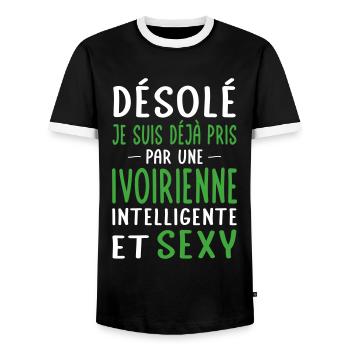 Désolé déjà pris par une Ivoirienne sexy - T-shirt contrasté Homme - noir/blanc - Devant - AI Model Female 172 light (172cm) & AI Model Male 178 light (178cm)