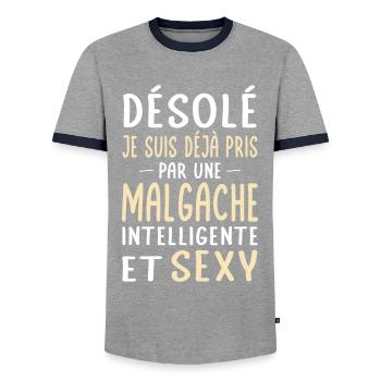Désolé déjà pris par une Malgache sexy - T-shirt contrasté Homme - gris/marine  - Devant - AI Model Female 172 light (172cm) & AI Model Male 178 light (178cm)