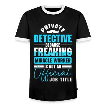 Private Detective Clue Trace Sniffer - Men's Ringer Shirt - black/white - Front - AI Model Female 172 light (172cm) & AI Model Male 178 light (178cm)