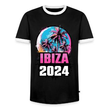 Ibiza 2024 Palmen - Männer Kontrast-T-Shirt - Schwarz/Weiß - Vorne - AI Model Female 172 light (172cm) & AI Model Male 178 light (178cm)