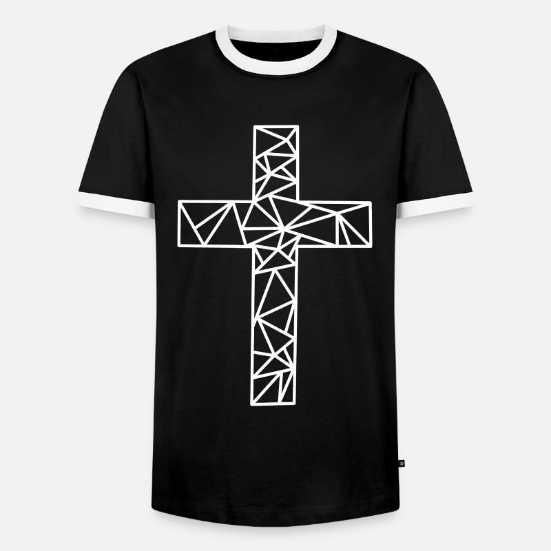 Cross Geometric Lines - Men's Ringer Shirt - black/white