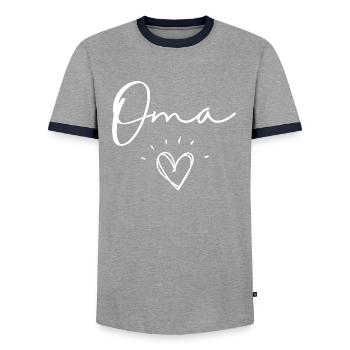 oma - Men's Ringer Shirt - grey/navy  - Front - AI Model Female 172 light (172cm) & AI Model Male 178 light (178cm)