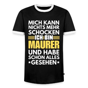 Maçon non choquable - T-shirt contrasté Homme - noir/blanc - Devant - AI Model Female 172 light (172cm) & AI Model Male 178 light (178cm)