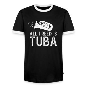 Tuba Tuba Cuivre Instrument Musique Fanfare - T-shirt contrasté Homme - noir/blanc - Devant - AI Model Female 172 light (172cm) & AI Model Male 178 light (178cm)