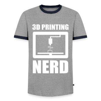 3D Nerd 3D Printing Nerd 3D Drucker Sprüche - Männer Kontrast-T-Shirt - Grau/Navy  - Vorne - AI Model Female 172 light (172cm) & AI Model Male 178 light (178cm)