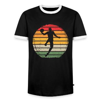 Basketball Vintage - Men's Ringer Shirt - black/white - Front - AI Model Female 172 light (172cm) & AI Model Male 178 light (178cm)