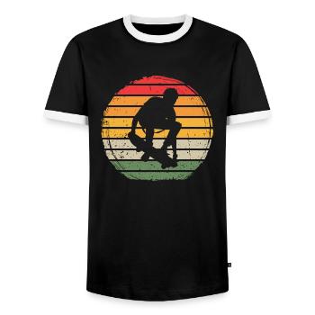 Skateboard Vintage - Men's Ringer Shirt - black/white - Front - AI Model Female 172 light (172cm) & AI Model Male 178 light (178cm)