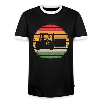 Forklift Vintage - Men's Ringer Shirt - black/white - Front - AI Model Female 172 light (172cm) & AI Model Male 178 light (178cm)