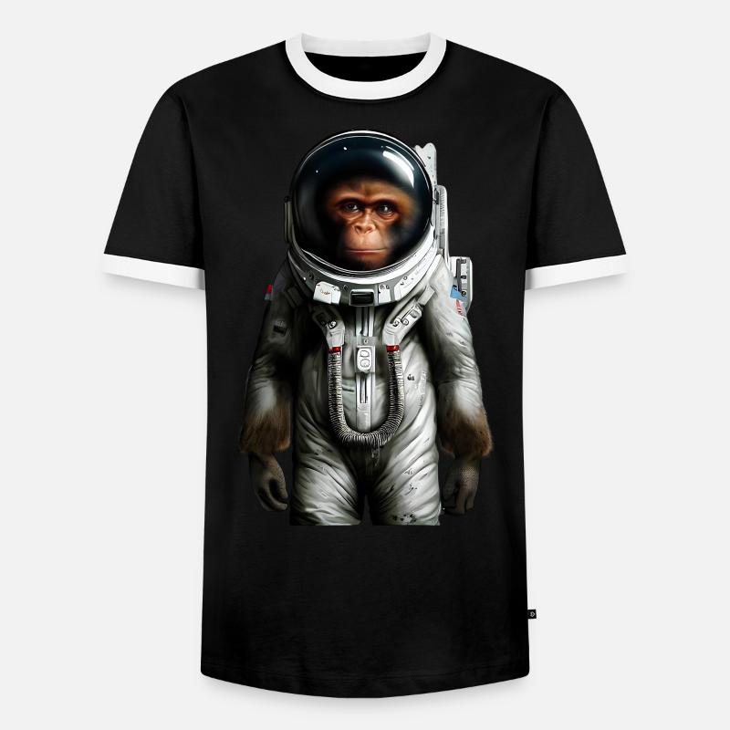 Space Astronaut Monkey - Men's Ringer Shirt - black/white