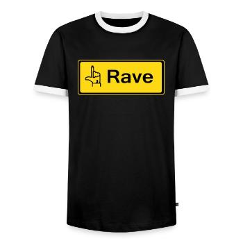 rzhw_rave_2c - Männer Kontrast-T-Shirt - Schwarz/Weiß - Vorne - AI Model Female 172 light (172cm) & AI Model Male 178 light (178cm)