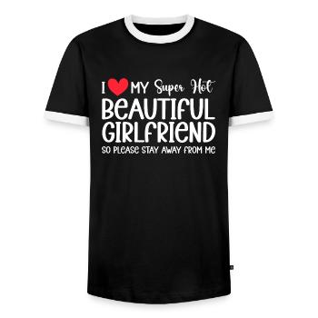 Ich Liebe Meine Freundin Paare Freund Geschenkidee - Männer Kontrast-T-Shirt - Schwarz/Weiß - Vorne - AI Model Female 172 light (172cm) & AI Model Male 178 light (178cm)