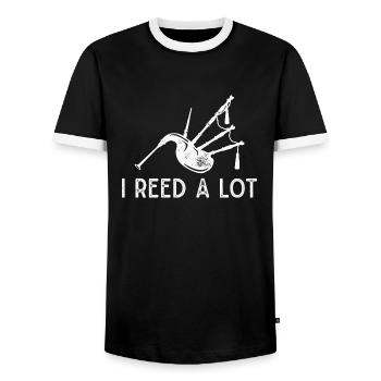 Bagpipes Bagpipe Musical Instrument - Men's Ringer Shirt - black/white - Front - AI Model Female 172 light (172cm) & AI Model Male 178 light (178cm)