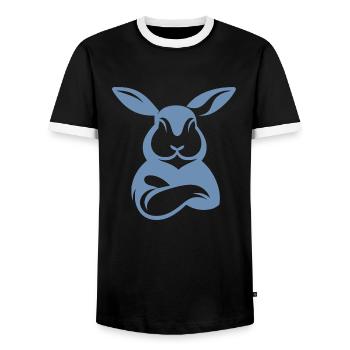 Bunny with crossed arms silhouette - Men's Ringer Shirt - black/white - Front - AI Model Female 172 light (172cm) & AI Model Male 178 light (178cm)