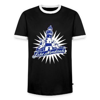 Light house - Men's Ringer Shirt - black/white - Front - AI Model Female 172 light (172cm) & AI Model Male 178 light (178cm)