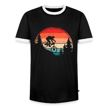 VTT rétro Vélo VTT de descente - T-shirt contrasté Homme - noir/blanc - Devant - AI Model Female 172 light (172cm) & AI Model Male 178 light (178cm)