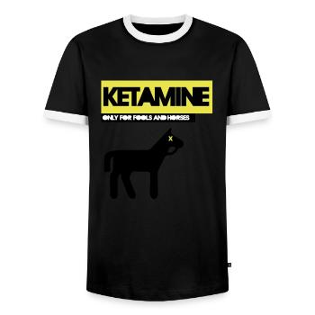 KETAMIN - Männer Kontrast-T-Shirt - Schwarz/Weiß - Vorne - AI Model Female 172 light (172cm) & AI Model Male 178 light (178cm)