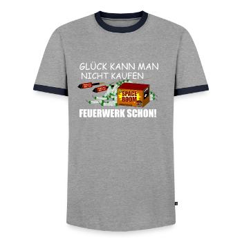 On peut acheter des feux d’artifice - T-shirt contrasté Homme - gris/marine  - Devant - AI Model Female 172 light (172cm) & AI Model Male 178 light (178cm)