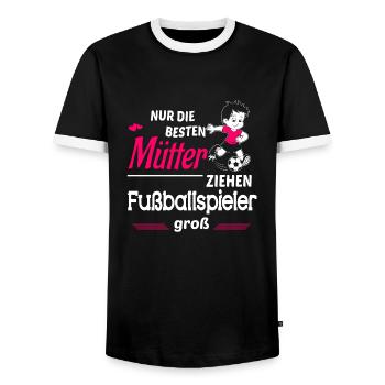 Mama Fußball - Männer Kontrast-T-Shirt - Schwarz/Weiß - Vorne - AI Model Female 172 light (172cm) & AI Model Male 178 light (178cm)