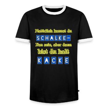 Schalke - Kacke - Männer Kontrast-T-Shirt - Schwarz/Weiß - Vorne - AI Model Female 172 light (172cm) & AI Model Male 178 light (178cm)