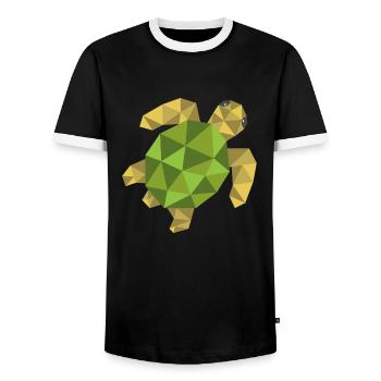 Turtle Geometric Gift Triangle Hipster - Men's Ringer Shirt - black/white - Front - AI Model Female 172 light (172cm) & AI Model Male 178 light (178cm)