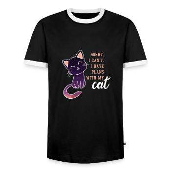 Sweet kitten moonlight cat gift - Men's Ringer Shirt - black/white - Front - AI Model Female 172 light (172cm) & AI Model Male 178 light (178cm)