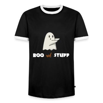 Halloween ghost ghost costume funny gift - Men's Ringer Shirt - black/white - Front - AI Model Female 172 light (172cm) & AI Model Male 178 light (178cm)