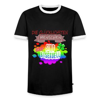 LGBTQ Trans Homosexuell Lesbisch Ehe für alle Bi - Männer Kontrast-T-Shirt - Schwarz/Weiß - Vorne - AI Model Female 172 light (172cm) & AI Model Male 178 light (178cm)